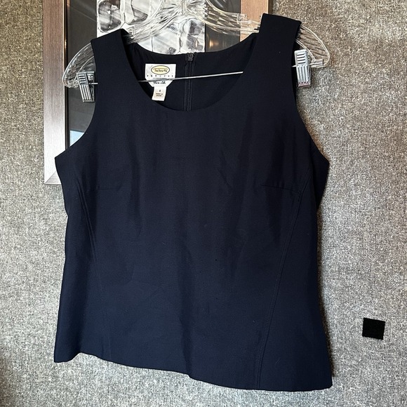 Talbots Tops - Talbots Petites Pure Silk Navy Blue Tank Top Size 8 Blouse Zip Back Versatile